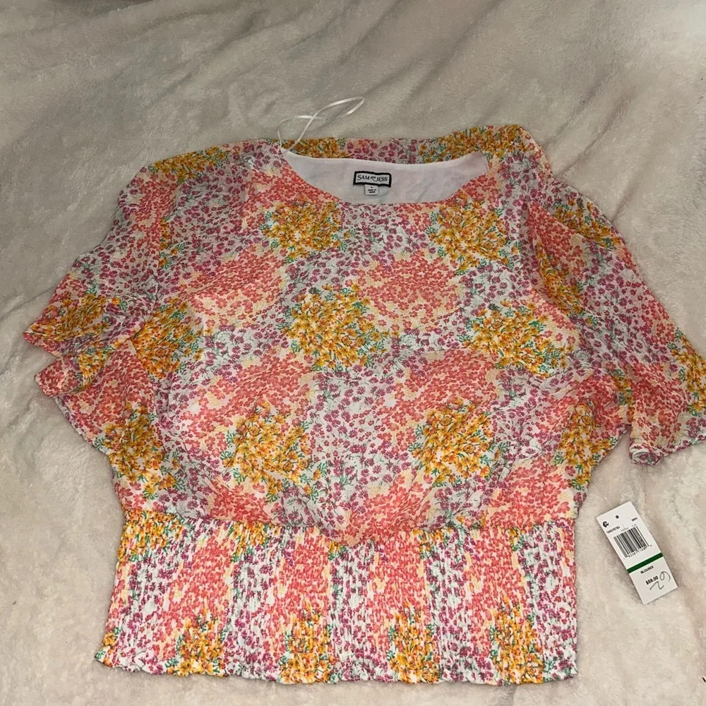 Women's Floral Top - Pink and Yellow size large - Picture 3 of 6
